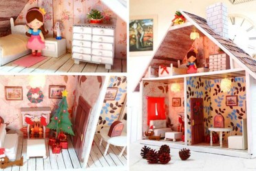 casa de muñecas con material reciclado